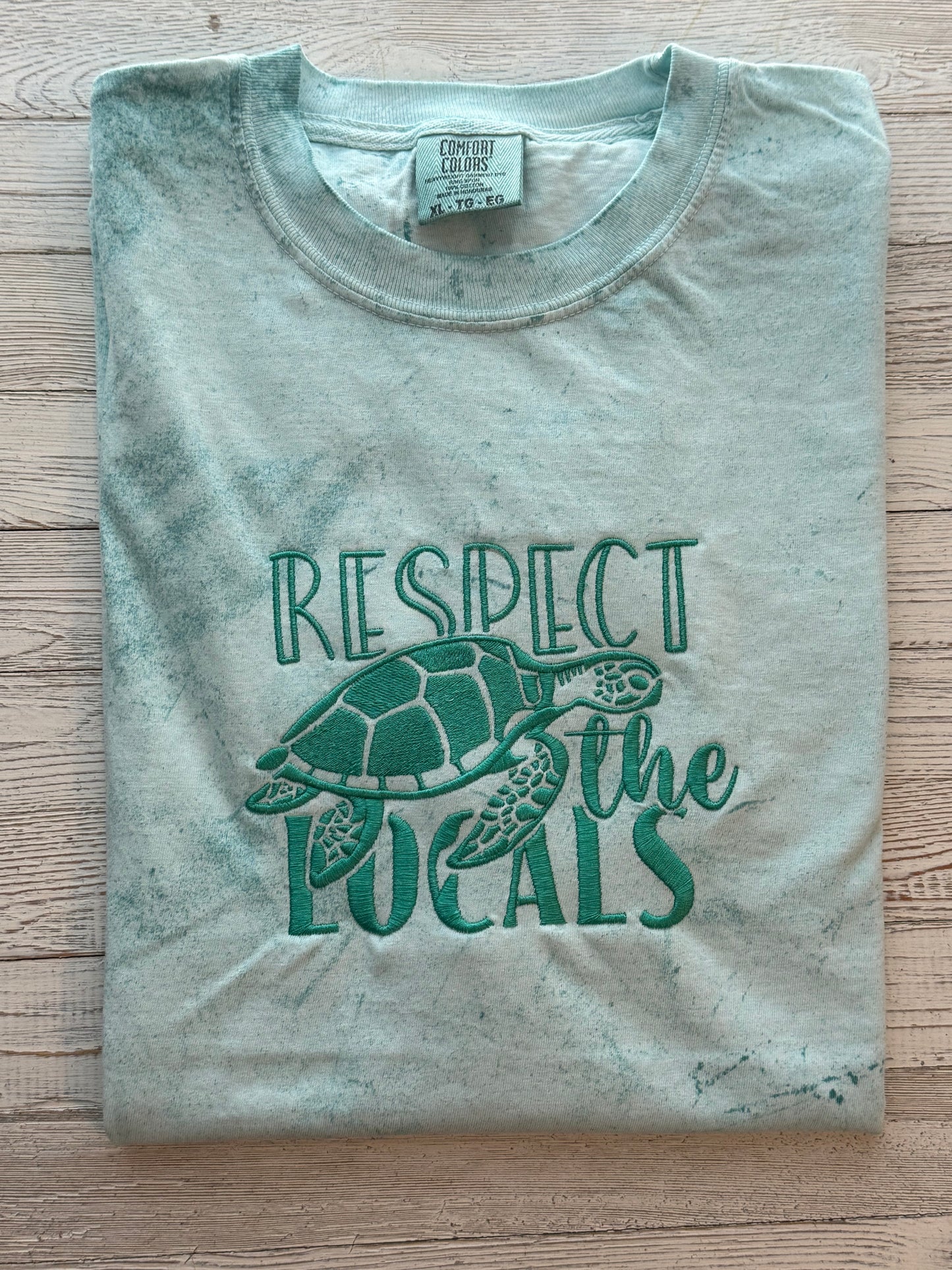 Respect the Locals Turtle Embroidery Design