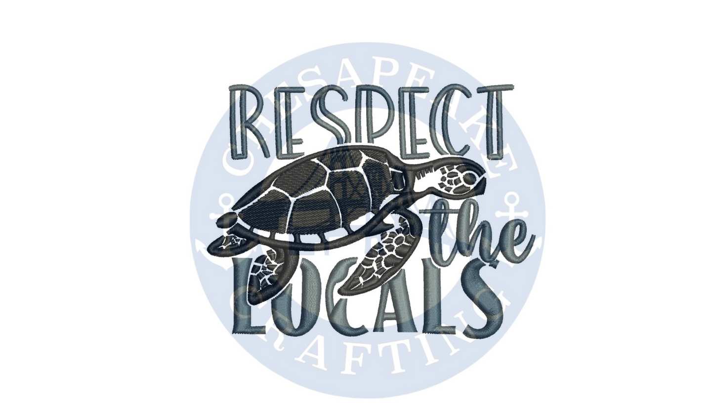 Respect the Locals Turtle Embroidery Design