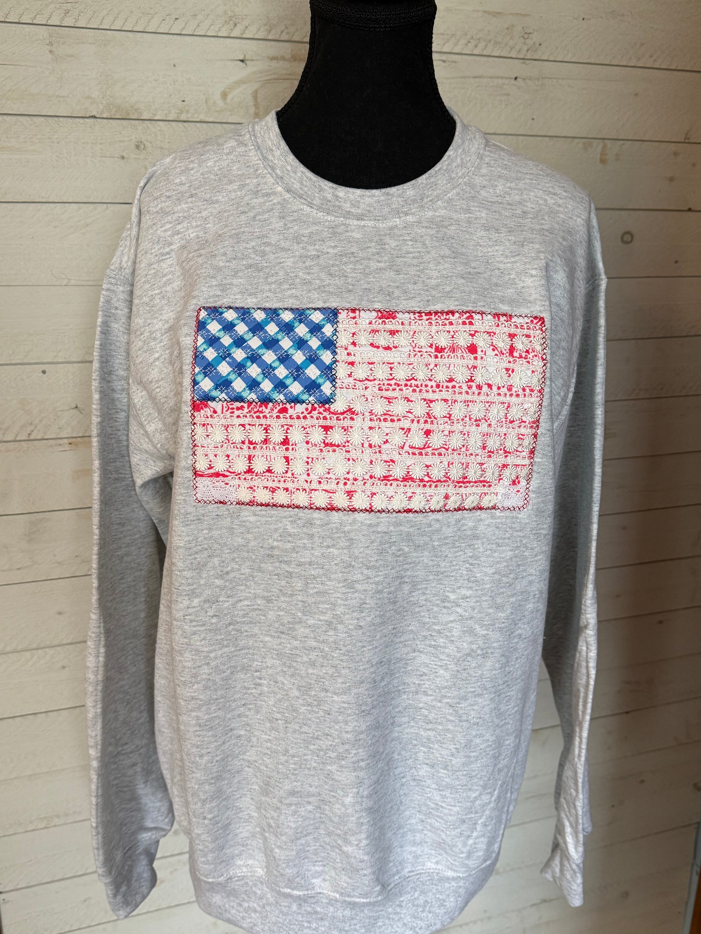 Embroidered Flag Lace trim shirts
