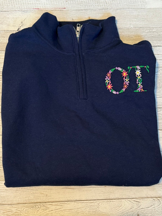 OT floral 1/4 zip medium