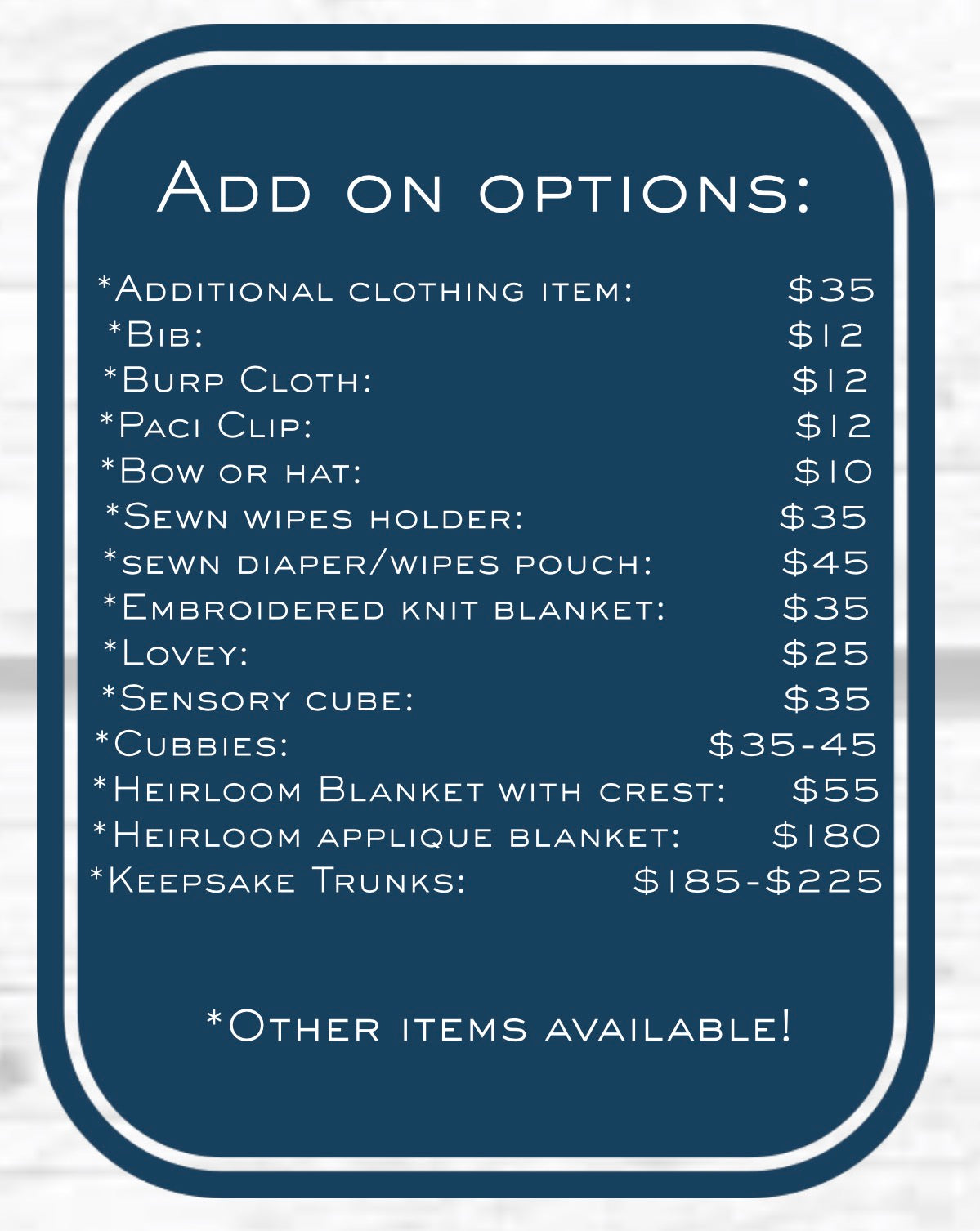 Baby Box add ons
